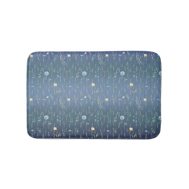 Greenery Watercolor Rustic Botanic floral flower Bath Mat (Front)