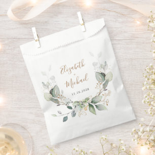 Greenery Watercolor Wedding Favour Bag