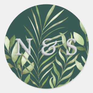 Greenery Watercolor Wedding Monogram Envelope Seal
