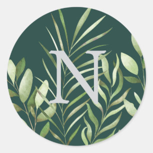 Greenery Watercolor Wedding Monogram Envelope Seal