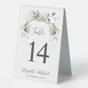 Greenery Watercolor Wedding Reception Table Number
