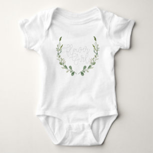 Greenery Watercolor Wreath   Flower Girl Baby Bodysuit