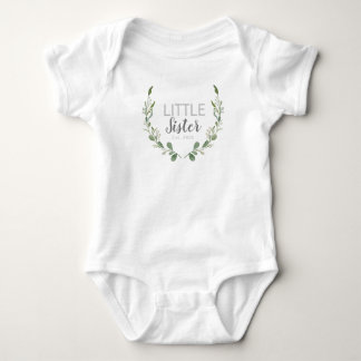 Greenery Watercolor Wreath | Little Sister Baby Bodysuit