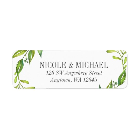 Greenery Watercolor Wreath Return Address Return Address Label
