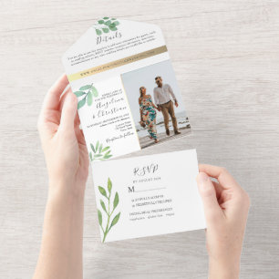Greenery Website RSVP Photo Wedding All In One Invitation