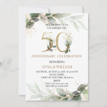 Greenery Wedding 50th Anniversary Invitation