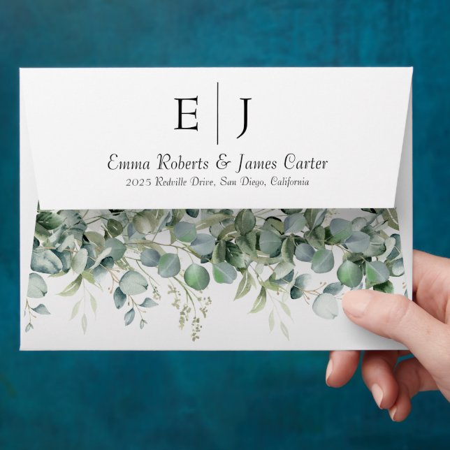 Greenery Wedding 5x7 Invitation Envelope (Hand)