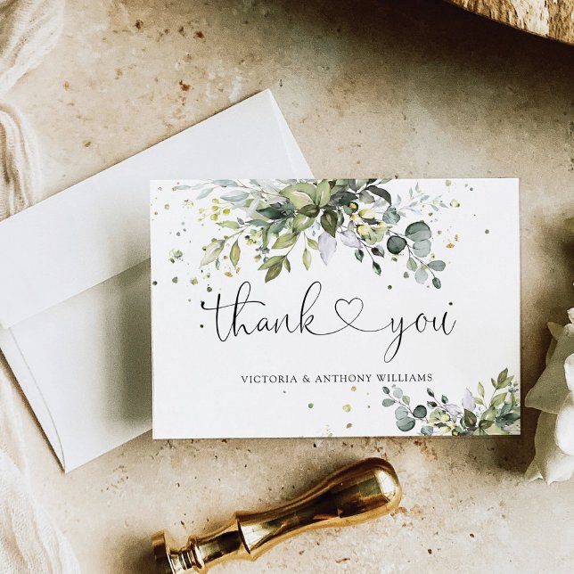 Greenery Wedding Ceremony Flat Thank You Card (Creator Uploaded)