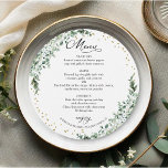 Greenery Wedding Circle Menu Card<br><div class="desc">Get ready to be enchanted by our breathtaking boho chic greenery wedding suite! This stunning collection is the perfect finishing touch for your magical garden-themed wedding, adorned with exquisite illustrations of eucalyptus leaves and flowing elegant calligraphy. If you're dreaming of something extra special or have a unique request, don’t hesitate...</div>