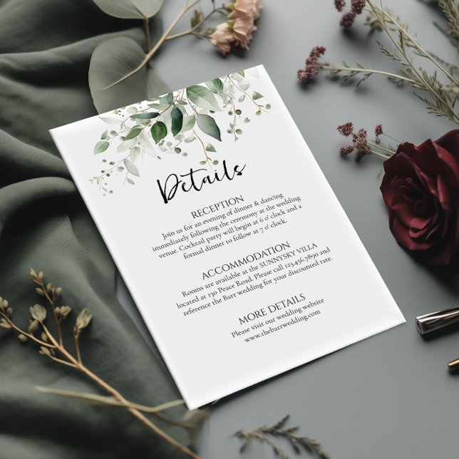 Greenery Wedding Details Enclosure Card elegant (Creator Uploaded)
