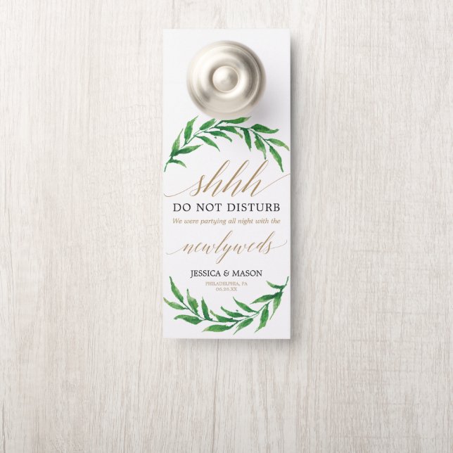 Greenery Wedding Door Hanger - Do Not Disturb (On Knob)