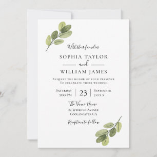 Greenery Wedding: Elegant Leaf Wedding Invitation