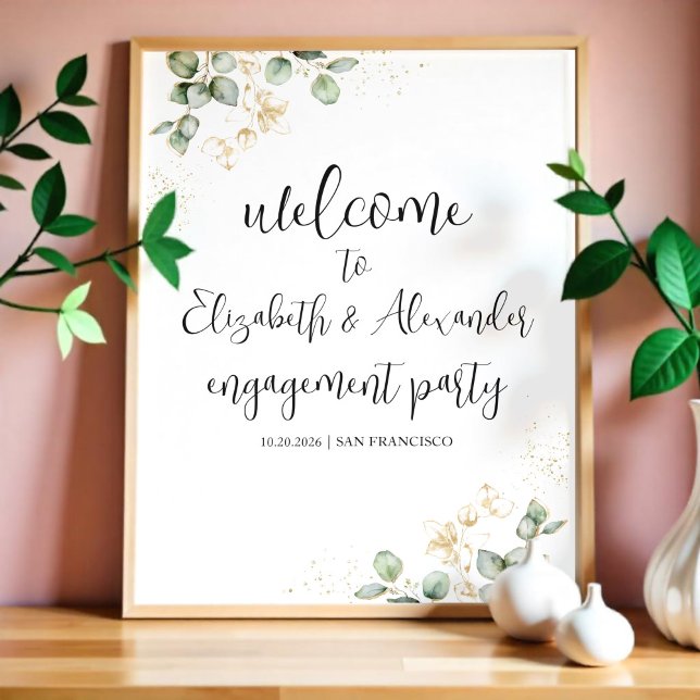 Greenery Wedding Engagement Party Welcome Sign (Creator Uploaded)