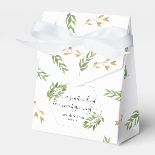 Greenery  Wedding Favour Gift Tag botanical Box (Front Side)