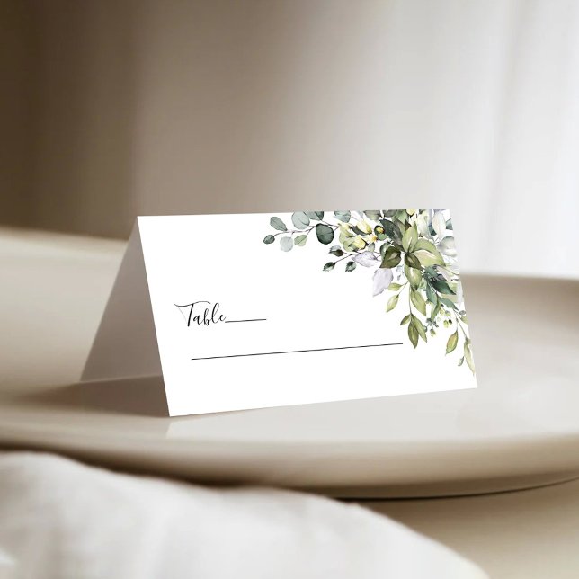 Greenery Wedding Folded Place Cards (Creator Uploaded)
