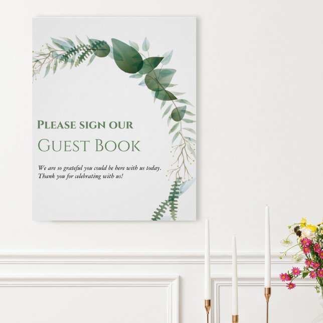 Greenery Wedding Guest Book Poster (Creator Uploaded)