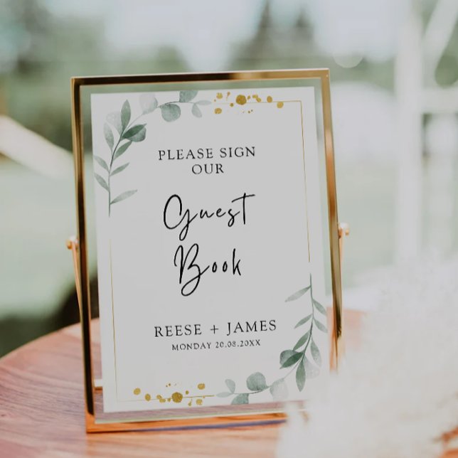 Greenery Wedding Guest Book Sign Template (Greenery Wedding Guest Book Sign Template)