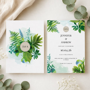 Greenery Wedding Invitation Botanical Watercolor