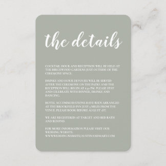 Greenery Wedding Invitation Details Enclosure Card