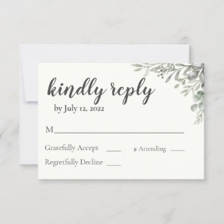 Greenery Wedding Invitation Reply Card
