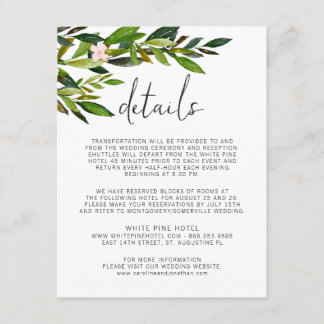 Greenery Wedding Invitation Set Enclosure Card
