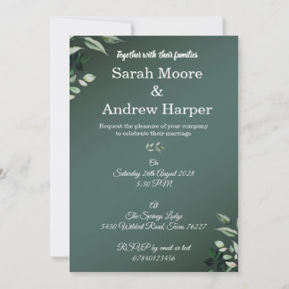 Greenery Wedding Invitations Double Sided