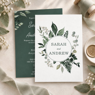 Greenery Wedding Invitations Double Sided