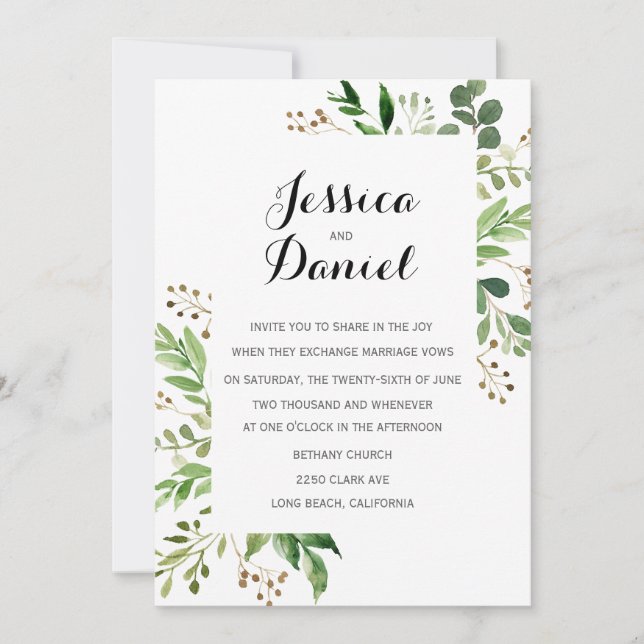 Greenery Wedding Invitations Templates (Front)