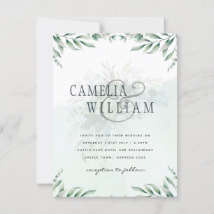 Greenery Wedding Invitations Website RSVP QR CODE