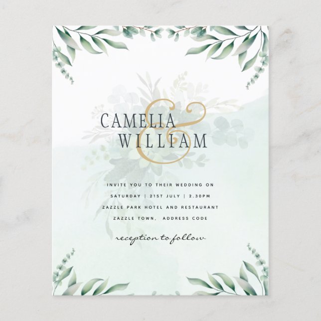 Greenery Wedding Invitations Website RSVP QR CODE Flyer (Front)