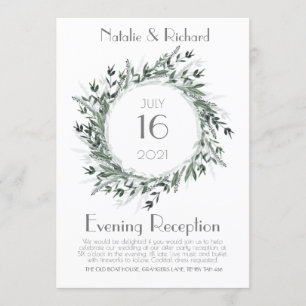 Greenery Wedding Invite, Evening Reception Invitat Invitation