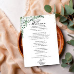 Greenery Wedding Itinerary - Wedding Welcome Invitation<br><div class="desc">Get ready to be enchanted by our breathtaking boho chic greenery wedding suite! This stunning collection is the perfect finishing touch for your magical garden-themed wedding, adorned with exquisite illustrations of eucalyptus leaves and flowing elegant calligraphy. If you're dreaming of something extra special or have a unique request, don’t hesitate...</div>