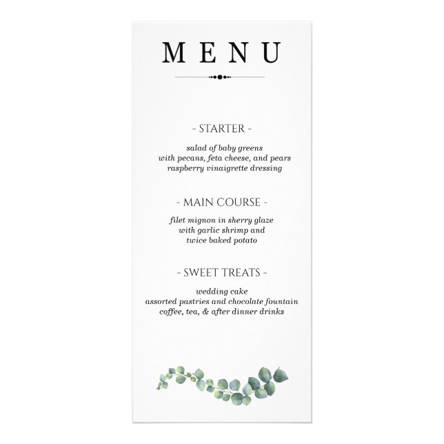 Greenery Wedding Menu (Front)