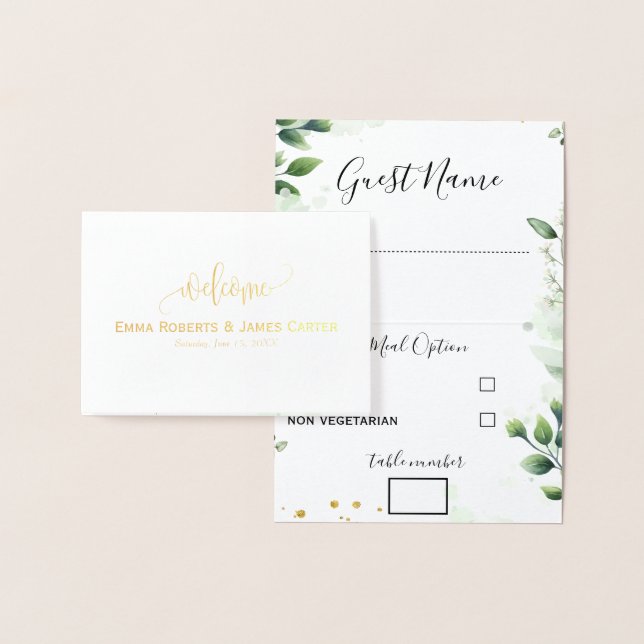 Greenery Wedding Menu Choice Place Cards (Display)