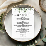 Greenery Wedding Menu Watercolor Eucalyptus Card<br><div class="desc">Prepare to be enchanted by our stunning greenery wedding suite! Adorned with delicate illustrations of eucalyptus leaves and paired with bold, elegant calligraphy, this suite is the perfect touch for your magical garden-themed wedding. If you need any additional items or have a special request, just reach out via chat—I’m here...</div>