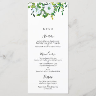 Greenery Wedding Menu, Woodland Menu