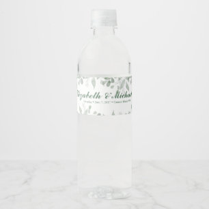 Greenery Wedding Personalised Water bottle Label