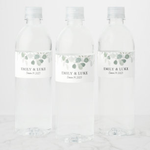 Greenery Wedding Personalised Water Bottle Label