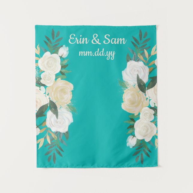 Greenery Wedding Photo Booth Backdrop Spring Boho Tapestry (Front)