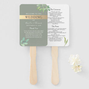 Greenery Wedding Program Hand Fan