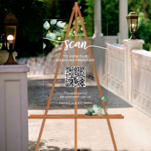 Greenery  Wedding Program QR code Acrylic Sign