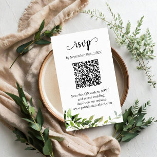 Greenery Wedding QR Online RSVP Enclosure Card