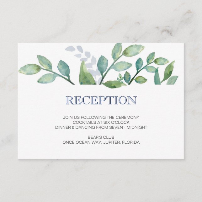 GREENERY Wedding Reception Card (Front)