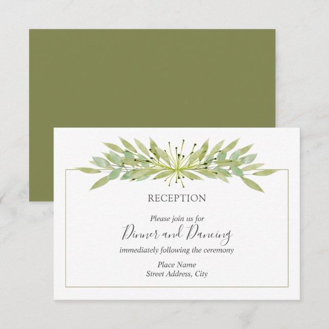 Greenery Wedding Reception Enclosure Card (Front/Back)