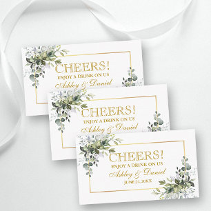 Greenery Wedding Reception Gold Drink Ticket Card
