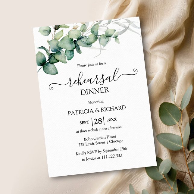 Greenery Wedding Rehearsal Dinner  Invitation (Creator Uploaded)