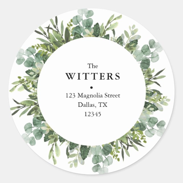 Greenery Wedding Return Address Labels  (Front)
