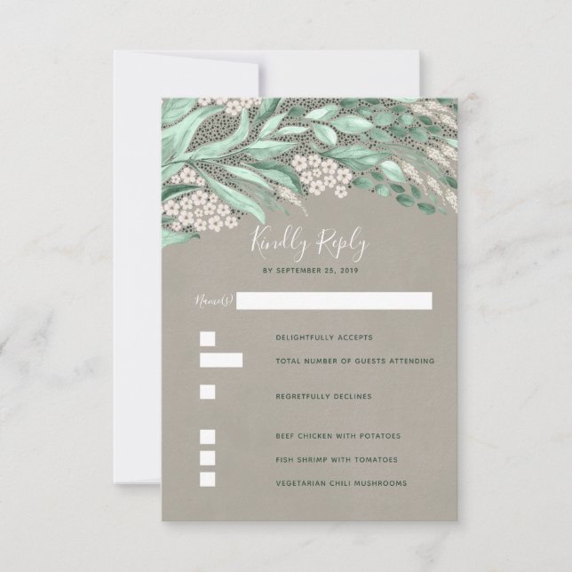 Greenery Wedding RSVP Card (Front)