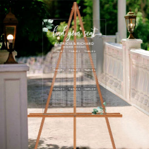 Greenery Wedding Seating Chart Acrylic Sign