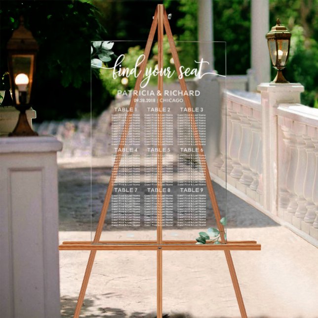 Greenery Wedding Seating Chart Acrylic Sign (Creator Uploaded)